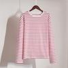 Long Sleeved Striped T-shirt Casual Round Neck Pure Cotton Striped T-shirt