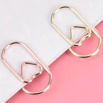 30 Piezas Mini Clip de Papel Corazón - Suministros de Oficina de Metal Dorado, Clip Decorativo para Carpeta,