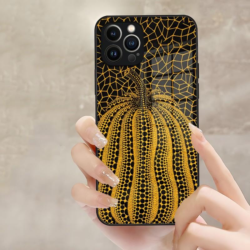 Art YAYOI KUSAMA Phone Case For Apple IPhone 14 Pro 12 11 13 Mini X XR XS Max 8 7 6 Plus SE 2020 Glass Design Back Cover