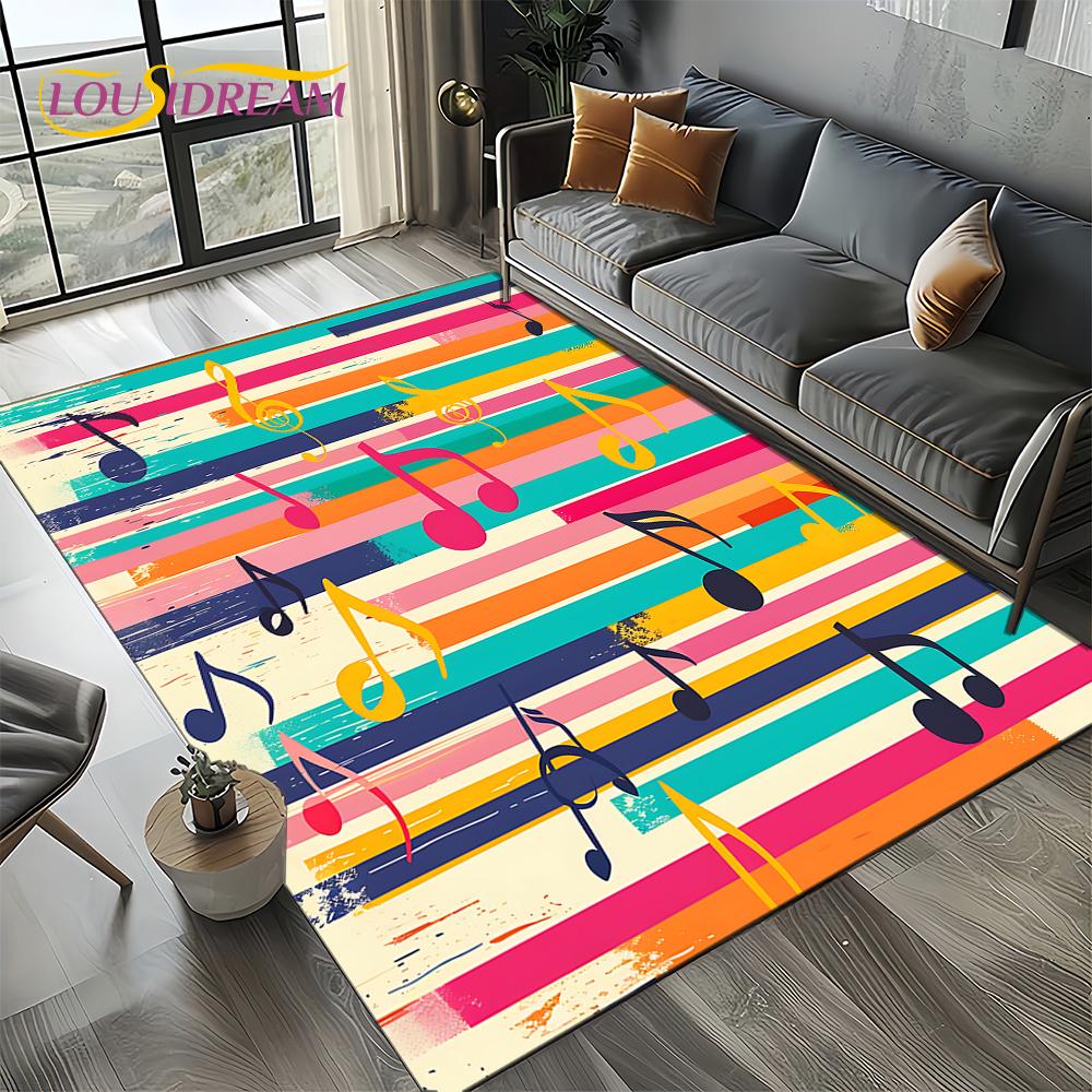Note Music Colorful Musical Score Cartoon Dream Carpet Rug for Living Room Bedroom Home Sofa Decoration,Kid Non-slip Floor Mat