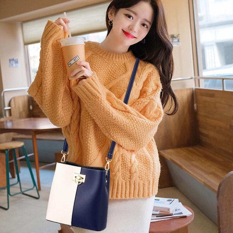 Bolsos de mujer de lujo Bolso de mano Cerradura de moda Diseñador Hombro  Mensajero Bolsos Damas Pu Cuero Hit Color Bucket Bag Bolsa de compras  comprar a buen precio — entrega gratuita,