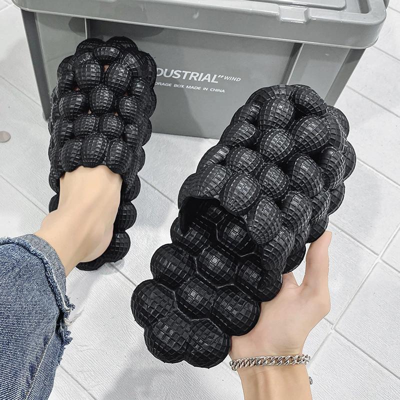 

Летние дышащие мужские тапочки Lychee Bubble Hollowed Out с носками, классные тапочки и ощущение как от какашки, когда носишь их снаружи 39 чёрный
