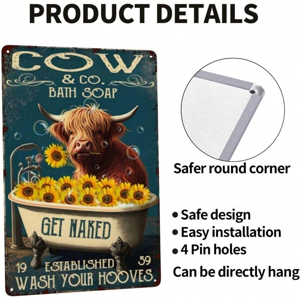 Metal Wall Art Cow Hooves Bathroom Sign Farmhouse Decor