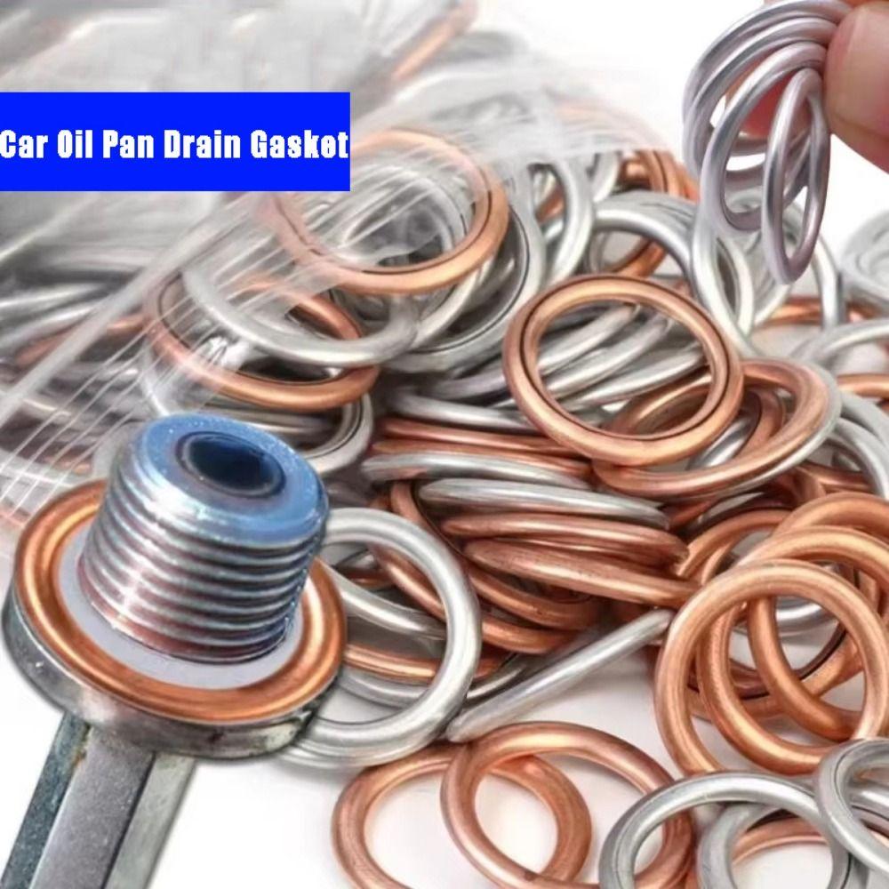 

Aluminum/ Copper Car Oil Pan Drain Gasket Replaceable Washer Automotive Tank Accessories 42Pcs