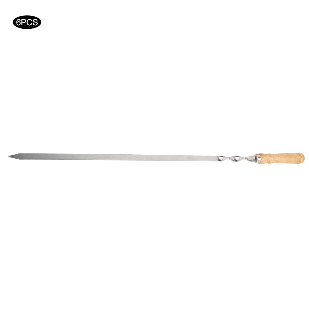 6Pcs Stainless Steel BBQ Sticks Grill Skewers BBQ Flat Skewers Grilling Tools for Kitchen