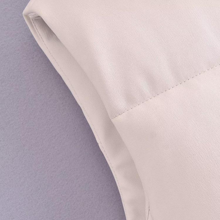 Women Winter Short Coat Cotton Imitation Leather Vest Pure Color Autumn Fashion Outerwear