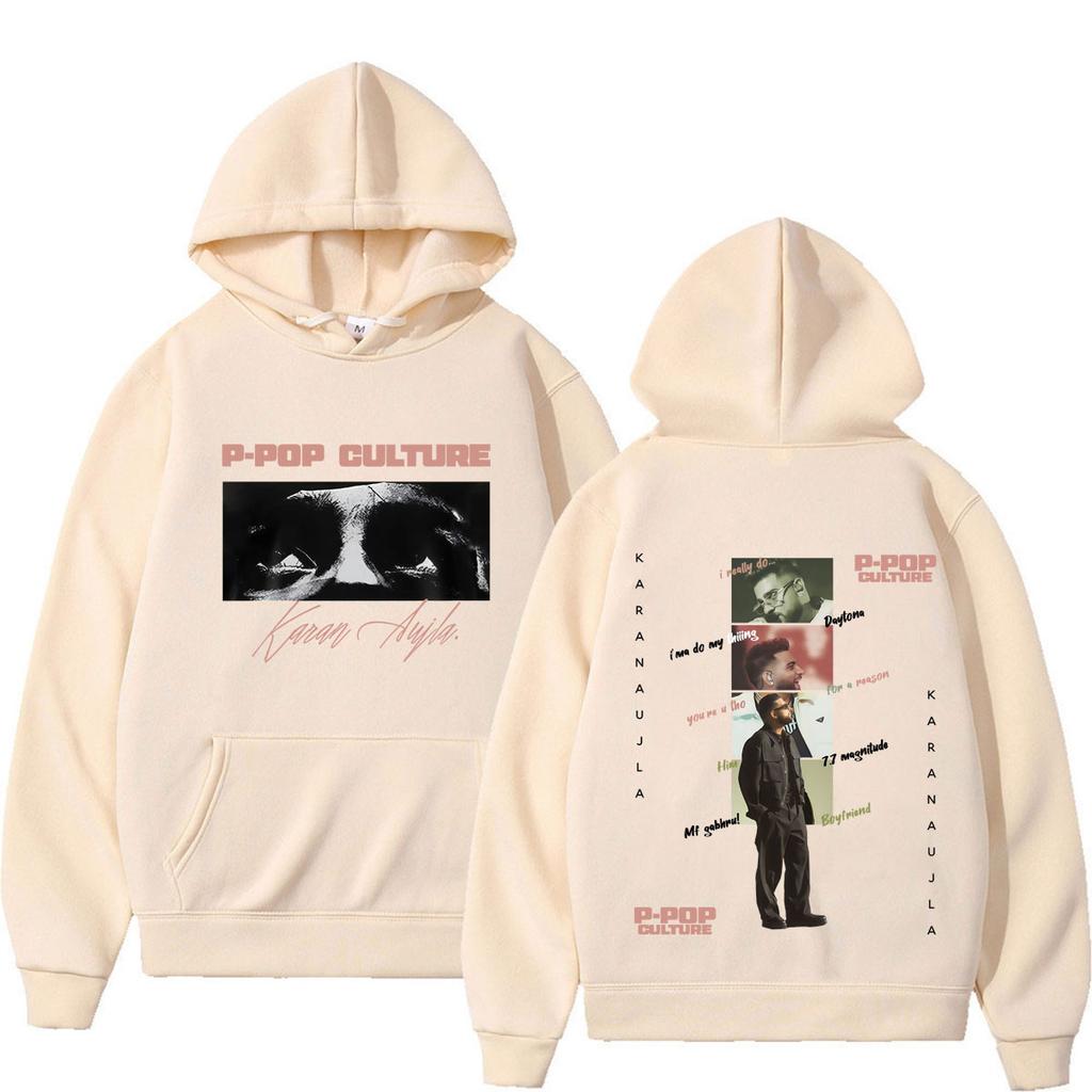 Rapper Karan Aujla P-POP Kultur Tour 2026 Grafik Hoodie Herren Damen Vintage Pullover Langarm Mode Sweatshirts Streetwear