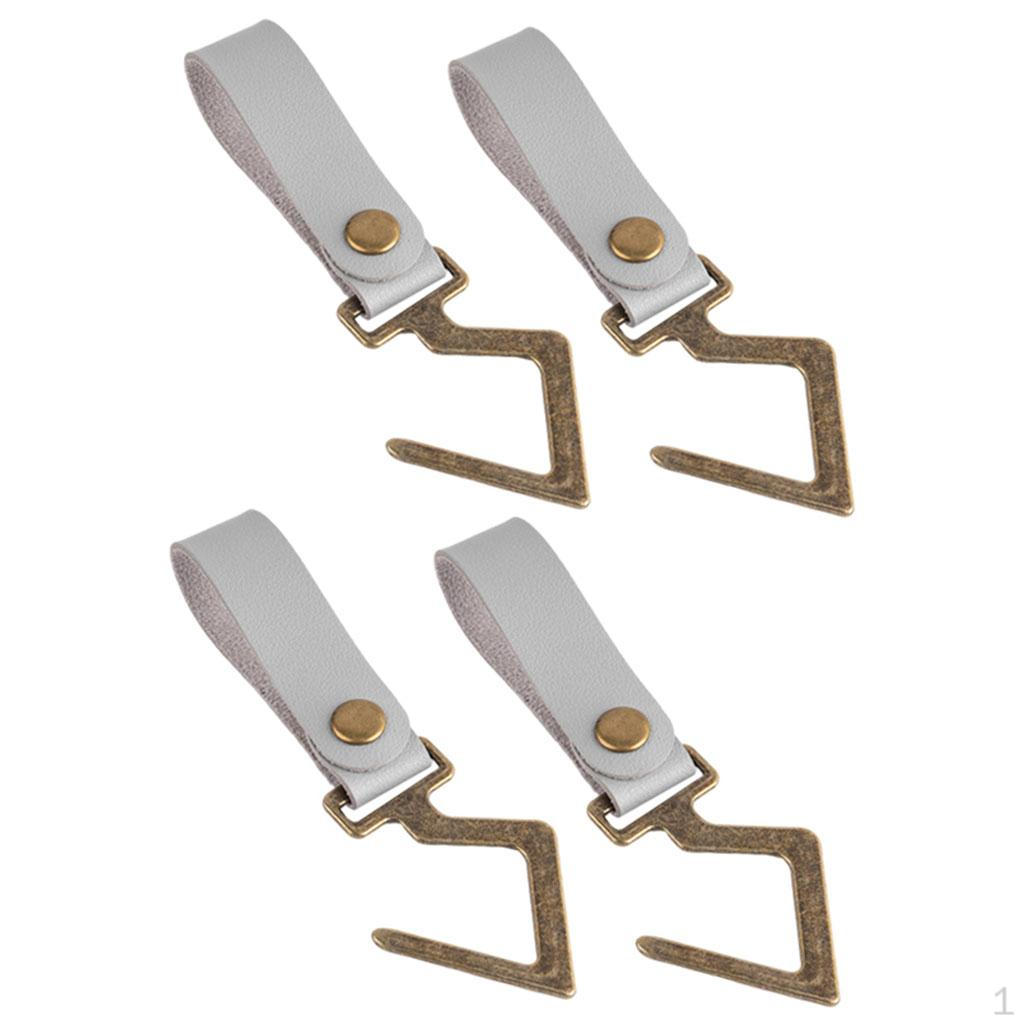 4 Pack Leather Strap Cookware Hanging Rack Hook Camping Outdoor Tools Towels Cups Hooks Hanger