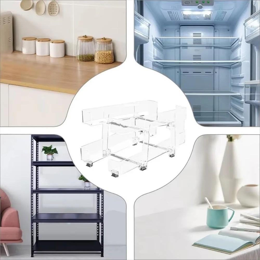 Double-layer Can Storage Rack Expandable Storage Organizer Bin  Rolling Can Organizer