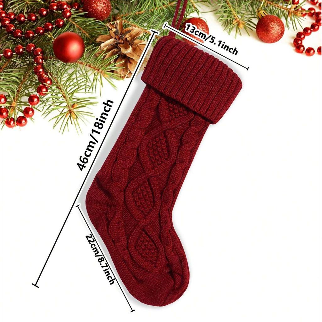 4 Pack Christmas Stockings 18 Inches Cable Knitted Stocking Gifts Decoration for Family Holiday Xmas Party Decor