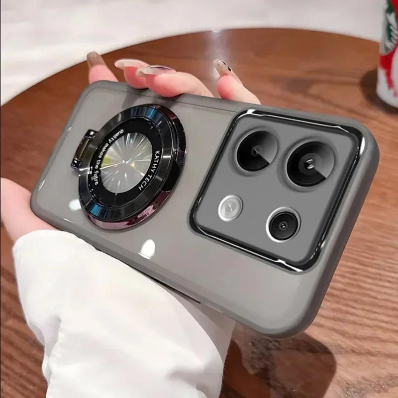 G 15 75 5G Gjennomsiktig Linsefilm Etui for Motorola Moto G15 G75 G85 G35 G45 G53 G84 Magnetisk Støtteholder Silikon Telefondeksel