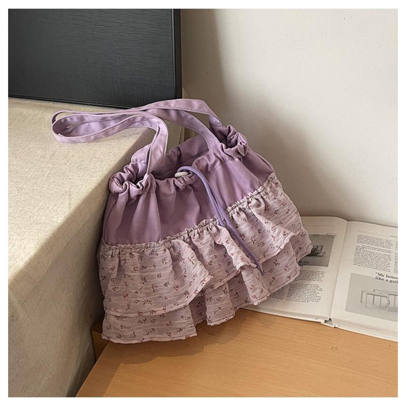 Simple design casual tote bag women's summer new large-capacity lace canvas bag commuter bag