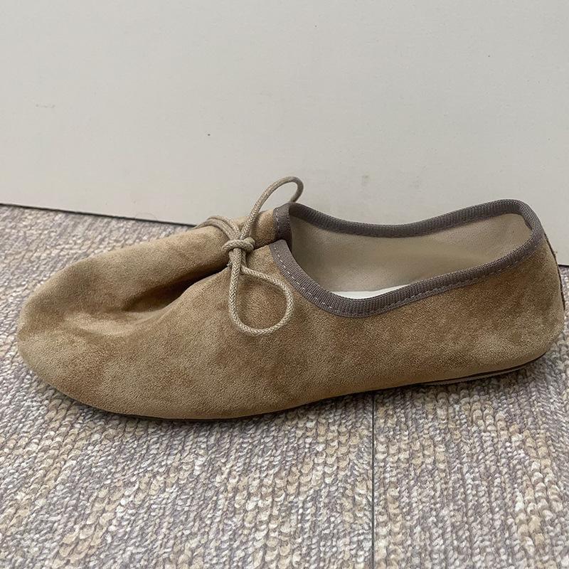 

New strap shoes handmade single shoes flat comfortable shoes soft leather soft sole beanie shoes 40 песочный