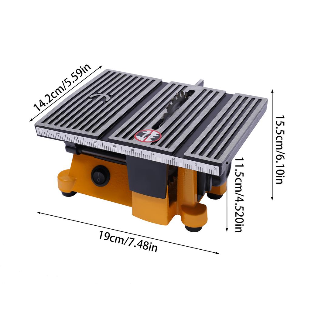 90W Mini Table Saw 4" with 3 Blades for Wood Metal Stone Cutting, 4500RPM Precision Bench Saw for DIY Craft Model Making