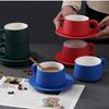 Matte Ceramic Coffee Cup and Saucer Set with Fat Handle