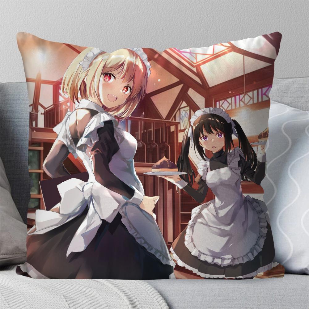 Lycoris Recoil Animation Pillow Case Square Pillow Bedroom Sofa Leisure Comfort Cushion Car Living Room Home Decoration 40X40