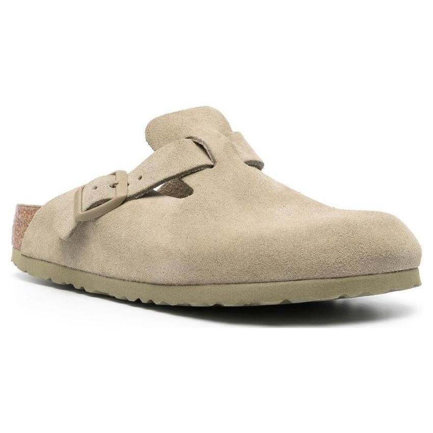 Birkenstock Boston Suede Leather Narrow Fit Sandals 'Faded Khaki' Men's 1025844