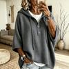 2026 Women's Hooded Knit Sweater with Buttons - Autumn/Winter European American Style, Versatile, Solid Color, Half-Open, Cozy Fit.