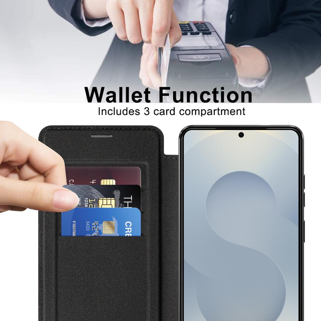Magsafe Magnetic Luxury Solid Color Leather Flip Wallet Card Slot Phone Case For Samsung S26 Ultra S23 S25 Edge S22 S24Plus A35 5G/A36/A55/A17 Cover