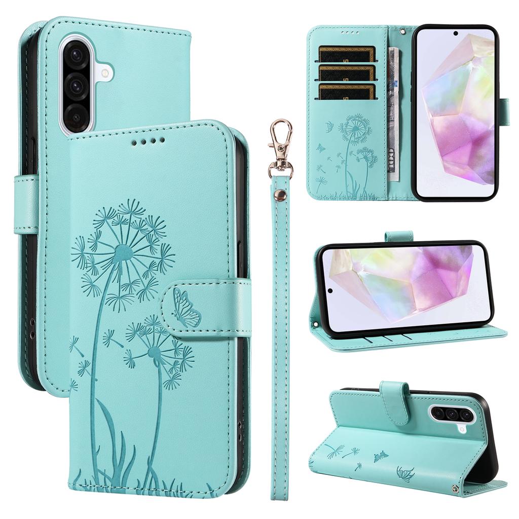For Samsung Galaxy A56 5G Leather Wallet Case with Strap Dandelion Imprint Phone Stand Cover