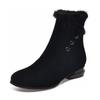 Round Head Women's Boots Flat Boots New Personalized Button Fluffy Boots Black Sheepskin Fashion Boots