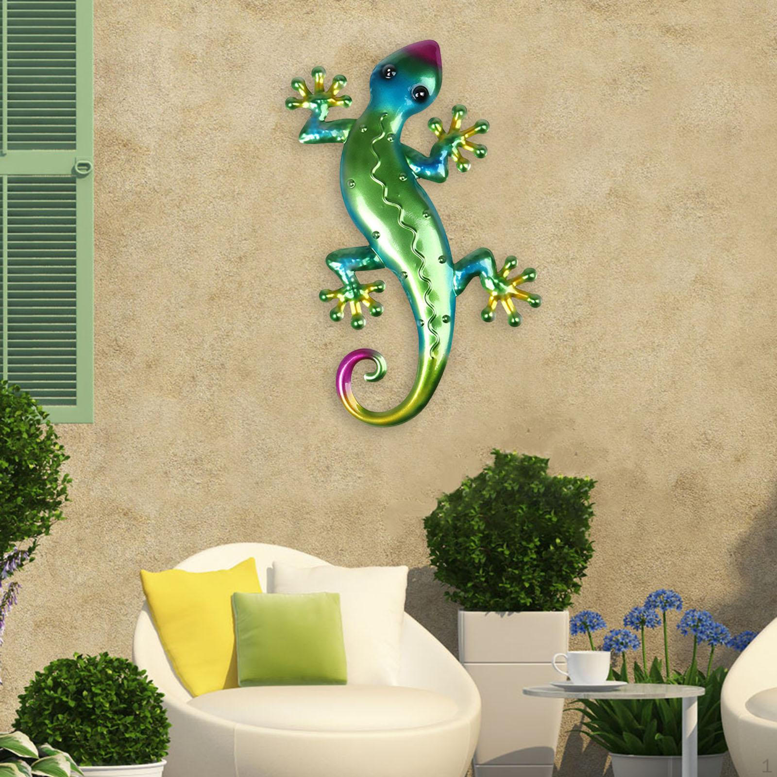 

Wall Decor Gecko Hanging Sculpture Animal with Handmade Plaque Anti Rust for Garden Outdoor Living vert 2#