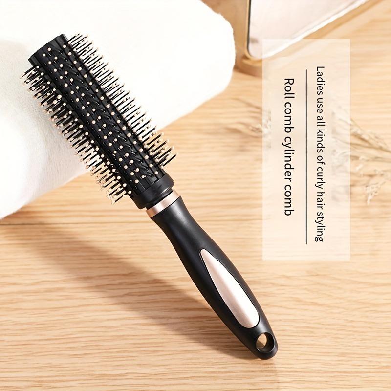 Round Barrel Hair Brush with Plastic Bristles Professional Styling Tool for Curling & Straightening