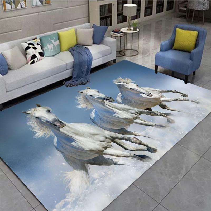 3D Horse Printed Large Carpet,doormat,living Room,bedroom,bathroom Decoration Animal - Running Horse Pattern Anti Slip Floor Mat