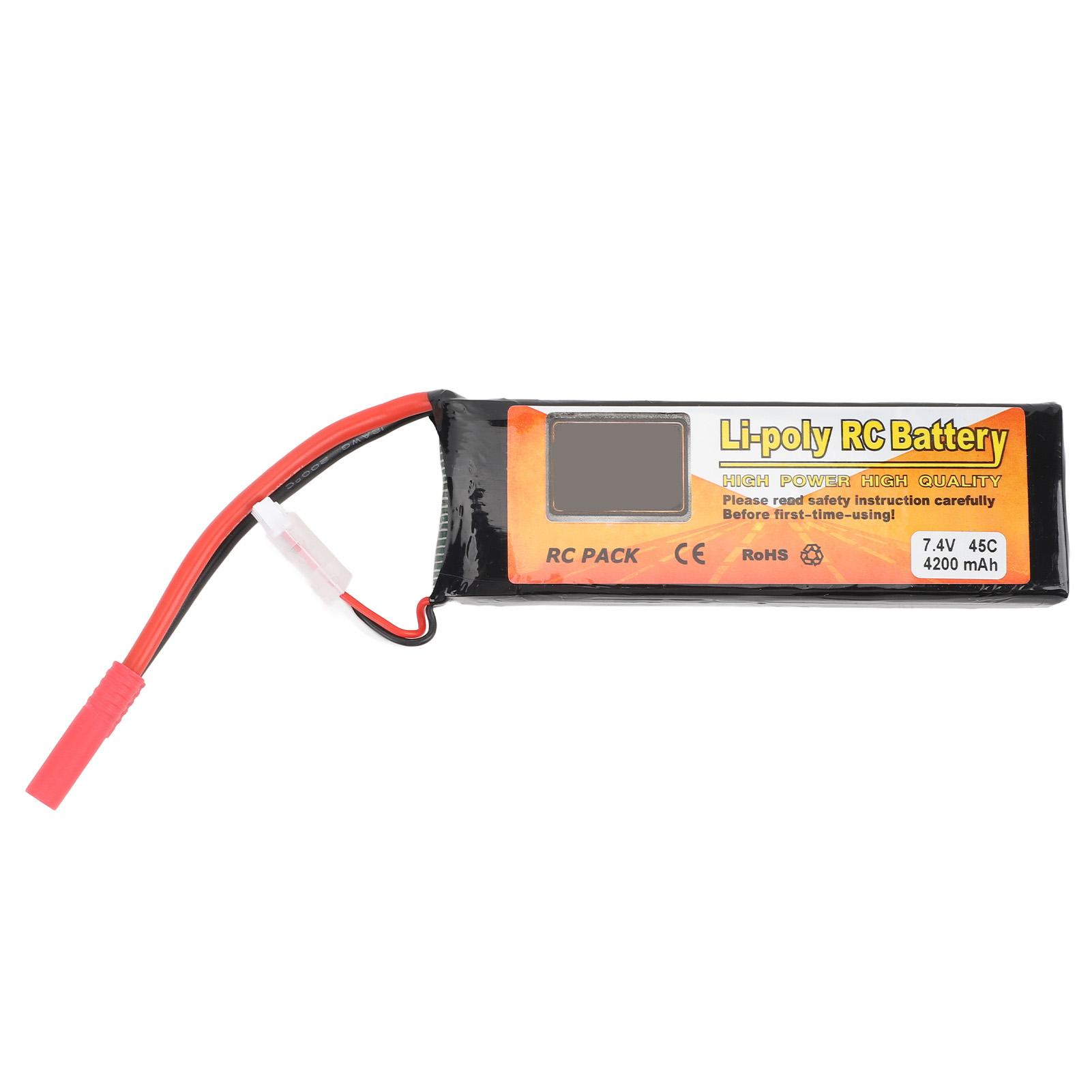 

7.4V 4200mAh Lithium Battery 45C 2S Replacement Battery with Banana 4.0 Plug for RC Quadcopter