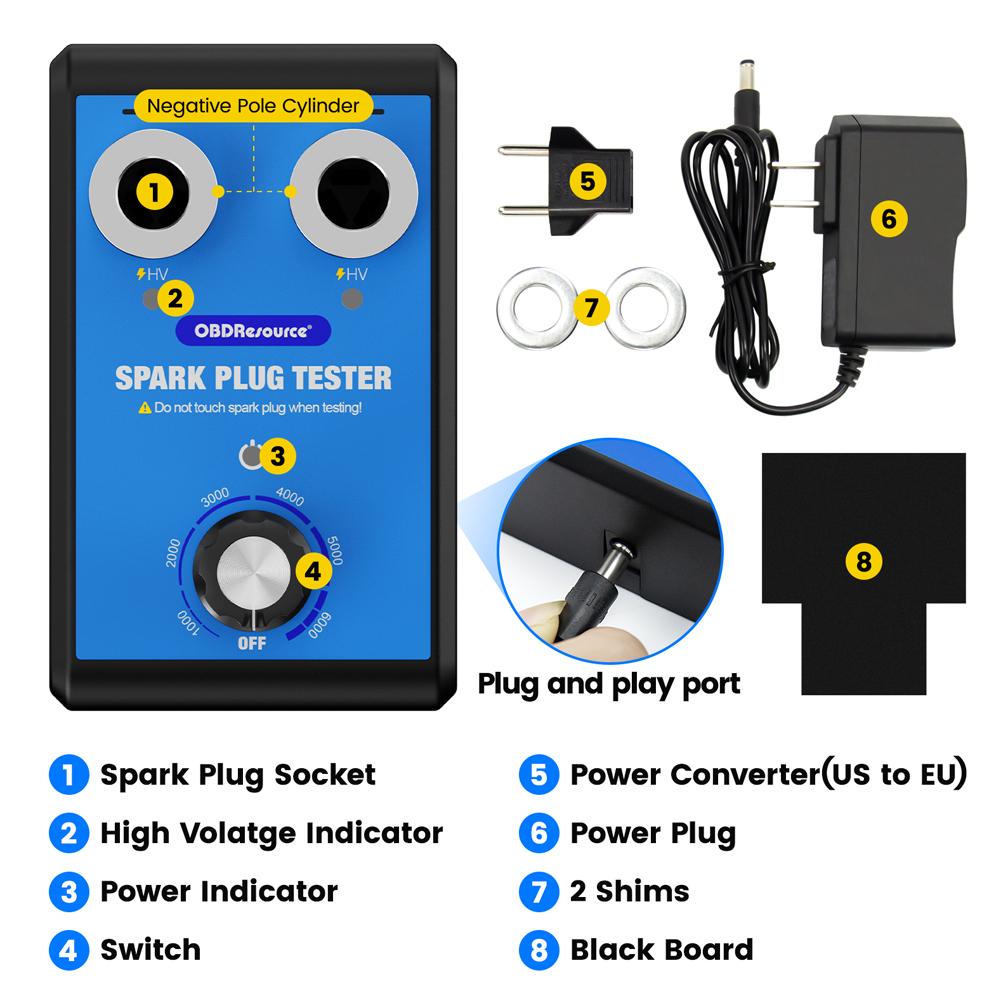 Car Spark Plug Tester Double Hole Spark Plug Analyzer Diagnostic Tool 0-6000rpm 12V Auto Engine Ignition System Tester