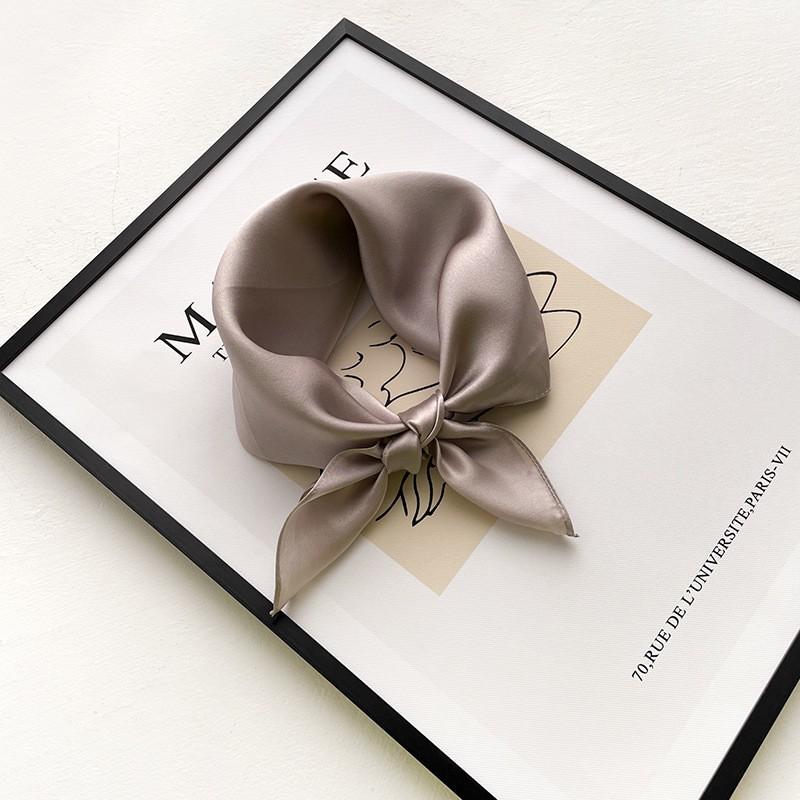 Lightweight Silk Scarf Women 53x53cm Pure Color Square Neck Elegant Minimalist Accessory