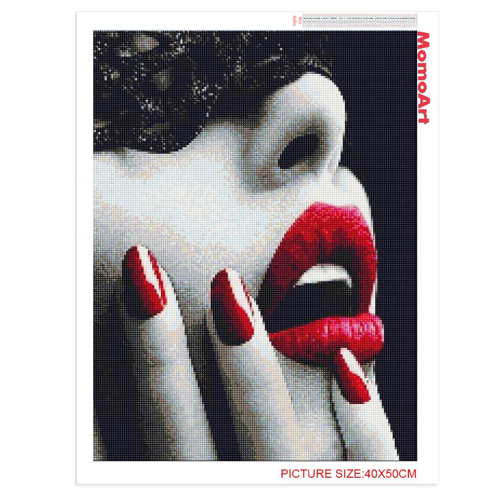 Haft diamentowy Kobiety Ręcznie Robiony Prezent Pełny Kwadrat Czerwony I Czarny Obraz Kryształki Diament Mozaika Ścienna Sztuka