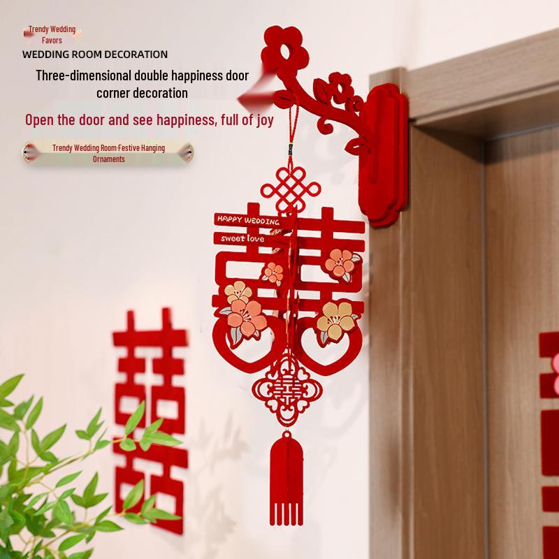 3D Double Happiness Door Hanging for Wedding Decorations