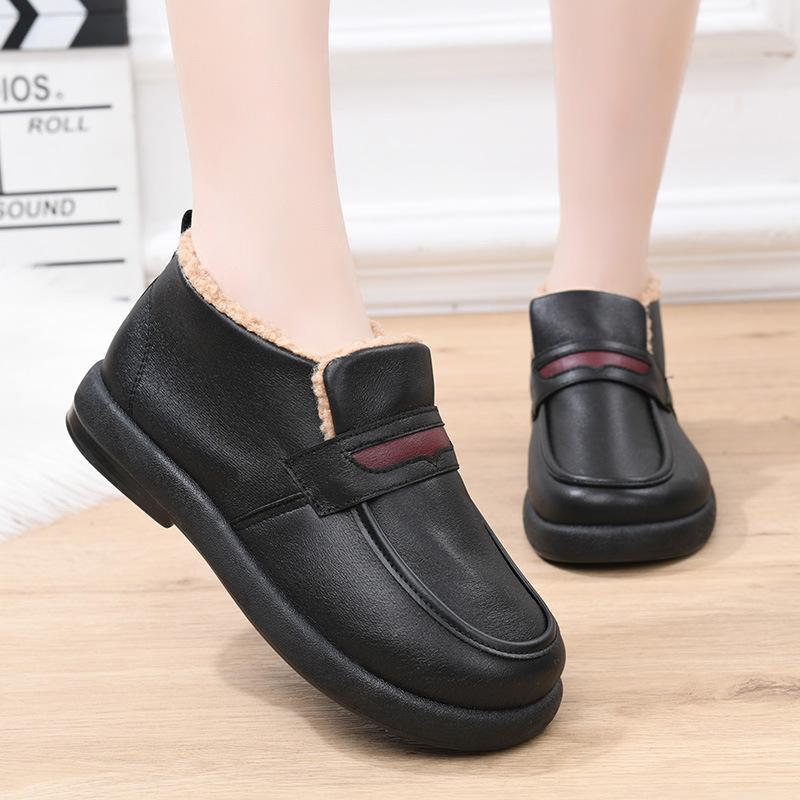 

Зимняя новая модная обувь для снега бархатная утолщенная теплая обувь для мамы водонепроницаемая кожаная поверхность на одной педали мягкая подошва хлопковая обувь женская 36