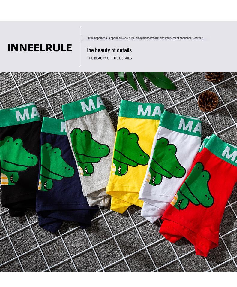 Men's Comfortable Cotton Crocodile Cartoon Print Boxer Briefs