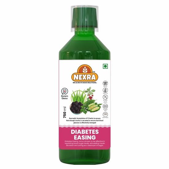 

Nexra Diabetes Easing Juice 750ml | With 11 Ayurvedic Herbs Including Bitter Gourd, Amla & Aloe Vera | Supports Sugar Control & Immunity 750ML