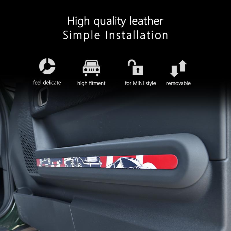 For Mini Cooper F66 F67 2024 2025 Car Door Armrest Decorative Leather Stickers Interior Protection Sticker Car Accessories