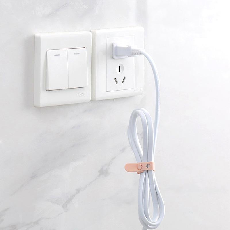 10PCS Cable Organizer Silicone Wire Binding Data Cable Tie Management Bobbin Winder Marker Holder Tape Lead Straps