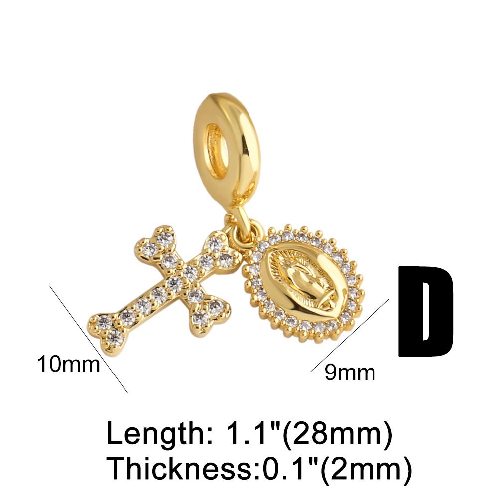 OCESRIO White Crystal Cross Virgin Mary Pendant for Necklace Copper Gold Plated Enamel Crucifix Jewelry Making Supplies pdtb712
