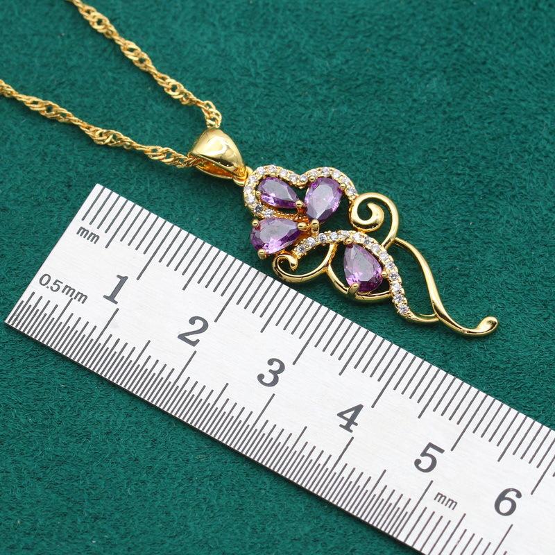 Europa und die Vereinigten Staaten Heiß Anti-Allergie Zirkon Armband Halskette Ohrringe Gold Schmuckset