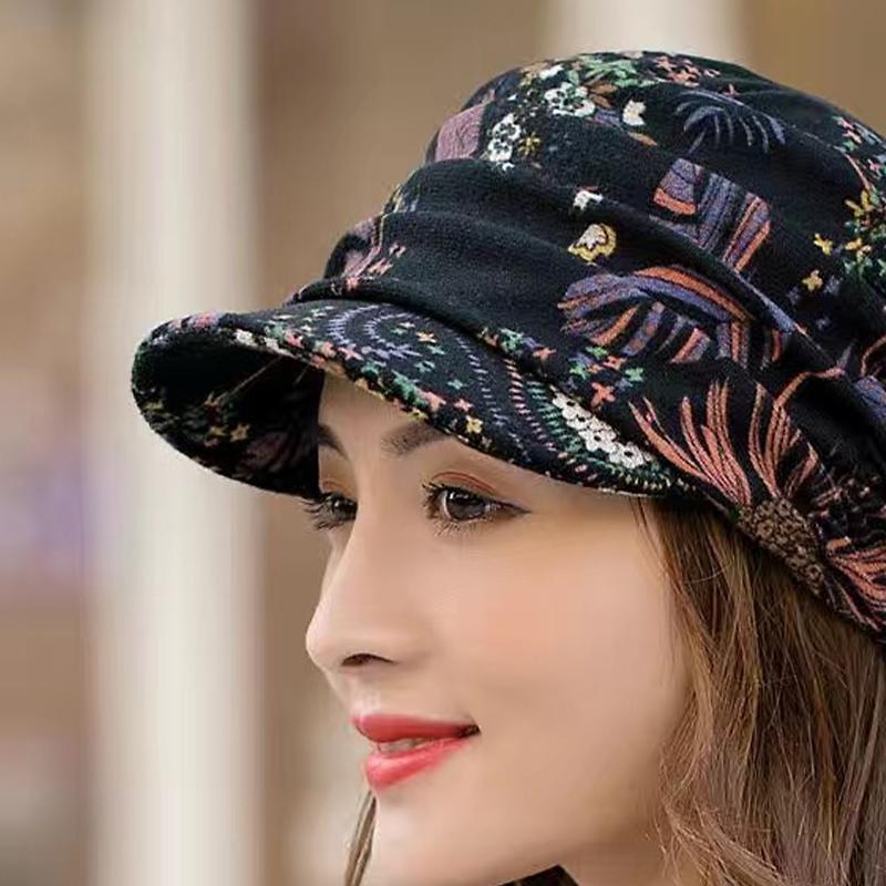 Floral Hat Women'S Korean Version Versatile Soft Hat Brim Duckbill Hat