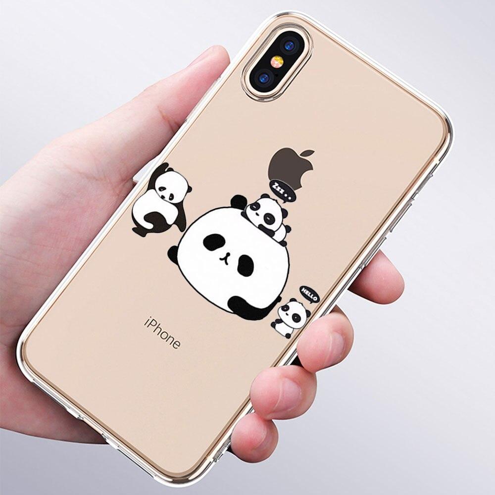 Luxury Soft Silicone Phone Case Cute Panda Bear China for Apple iPhone 11 Pro XS Max X XR 6 6S 7 8 Plus 5 5S SE Fashion Cover