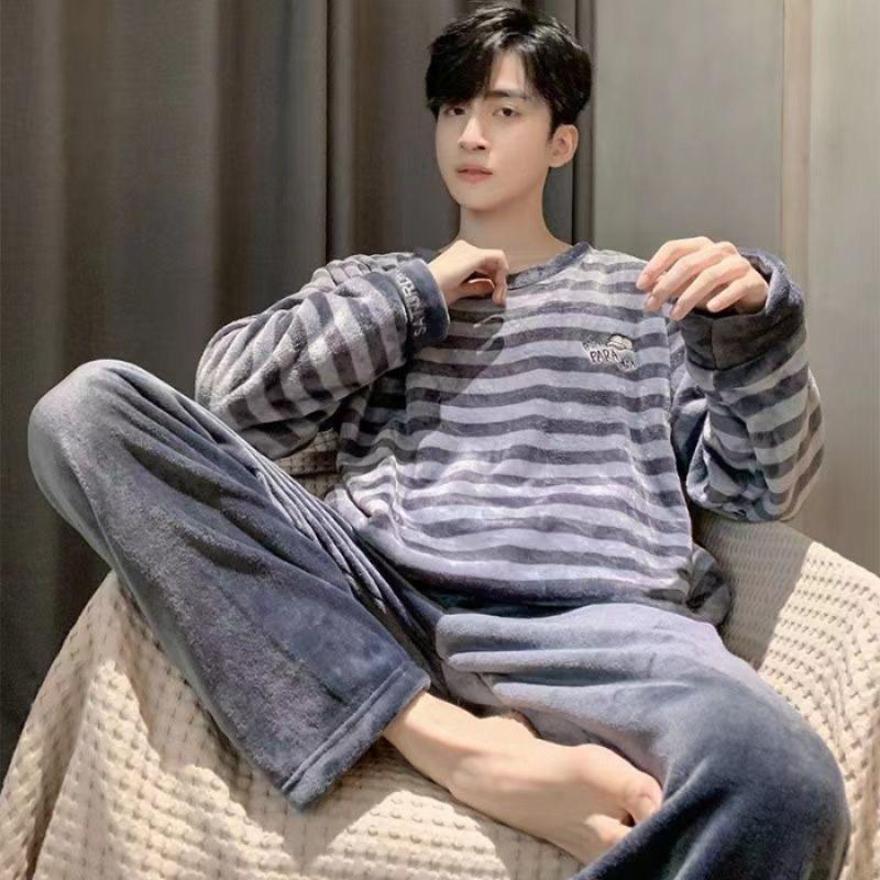 

Новый мужской утолщенный круглый вырез с длинным рукавом мужской комплект из 2 предметов модный комплект с принтом для мужчин L