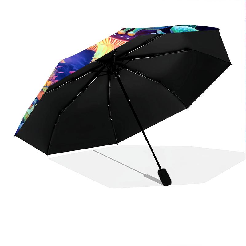 Colorful Frog pattern, automatic folding umbrella, portable and foldable design, 8 ribs, a Christmas or birthday gift.