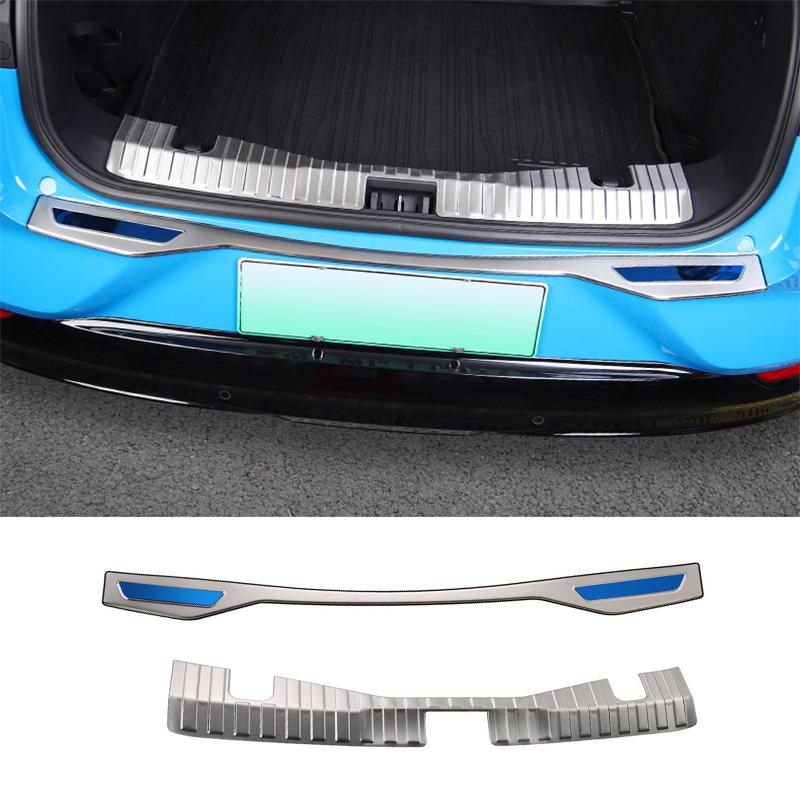 Rear Trunk Protector For Ford Mustang Mach-E -  Stainless steel Black Brushed Rear Sill Scuff Plate Cover Guards