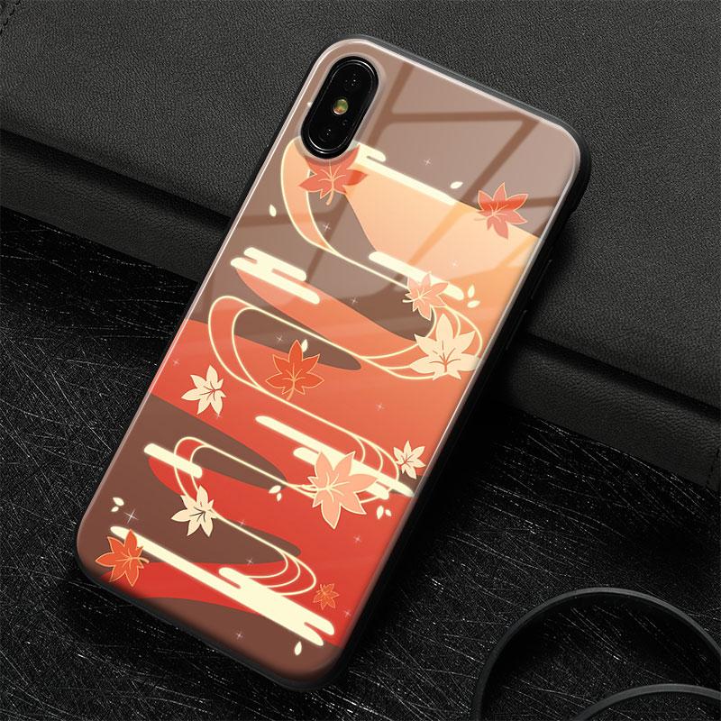 Kazuha leaf art Genshin Imapct silikonové sklo Kryt krytu telefonu pro iPhone SE 6 6s 7 8 Plus X XR XS 11 12 Mini Pro Max