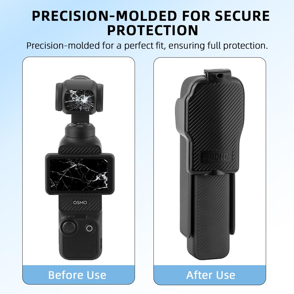 BRDRC Para DJI Osmo Pocket 3 Capa Protetora para Gimbal à Prova de Choque com Design Flip e Armazenamento para Filtro