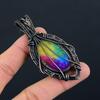 Rainbow Solar Quartz Gemstone Pure Copper Wire Wrapped Handmade Pendant Jewelry