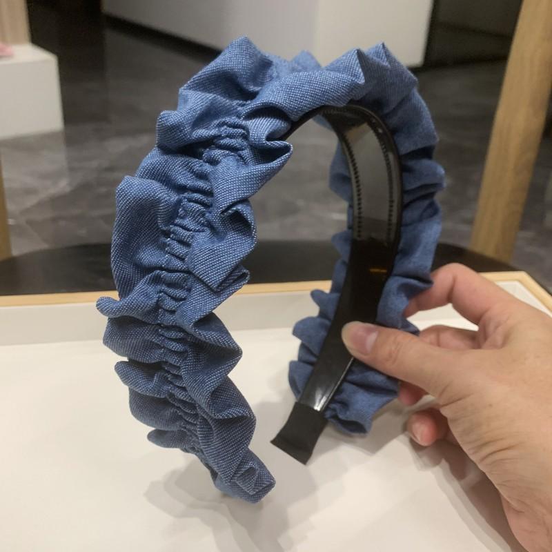 

Korean Denim Bowknot Hairband for Women Ruched Fold Handmade Knot Hair Accessories Headbands Adult Female Girls Hair Hoop Size fits all
