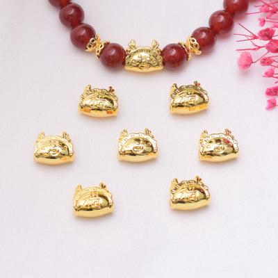 10pcs 18K Gold-Packed Color-Preserving New Year'S Dragon Dumplings, Zodiac Dragon Baby Diy Handmade Bracelets, Necklaces, Dragon Bracelets, Jewelry